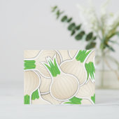 Funky white onions postkarte (Stehend Vorderseite)