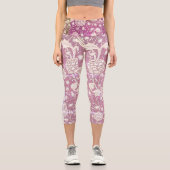 Funky White Pink Lavender Floral | Capri Leggings (Vorderseite)