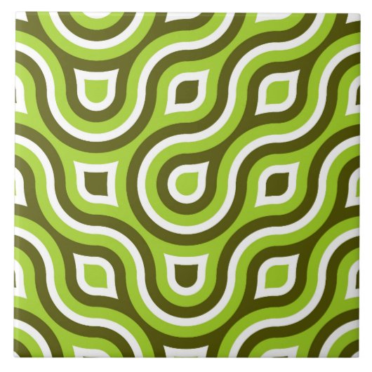 Funky Wild Circle Retro Muster Lime Green Fliese (Vorderseite)