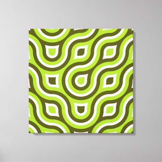 Funky Wild Circle Retro Muster Lime Green Leinwanddruck (Vorderseite)