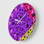 Funky Wild Neon Animal Leopard Cheetah Print Große Wanduhr (Winkel)