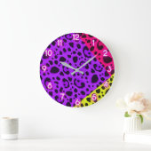 Funky Wild Neon Animal Leopard Cheetah Print Große Wanduhr (Zuhause)
