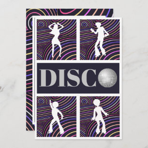 Funky Wirbel Disco Theme 70er Party Einladung