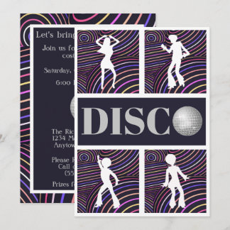 Funky Wirbel Disco Theme 70er Party Einladung