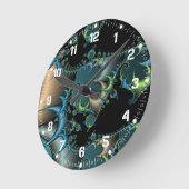 Funky wirbelnde Spirale-aquamarine schwarze Runde Wanduhr (Winkel)