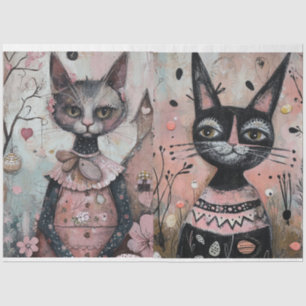 Funky Wired Cats Decoupage Seidenpapier