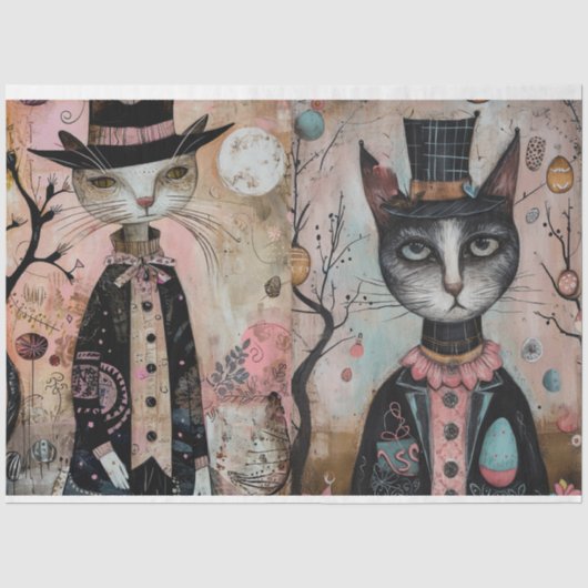 Funky Wired Cats Decoupage Seidenpapier (Vorderseite)