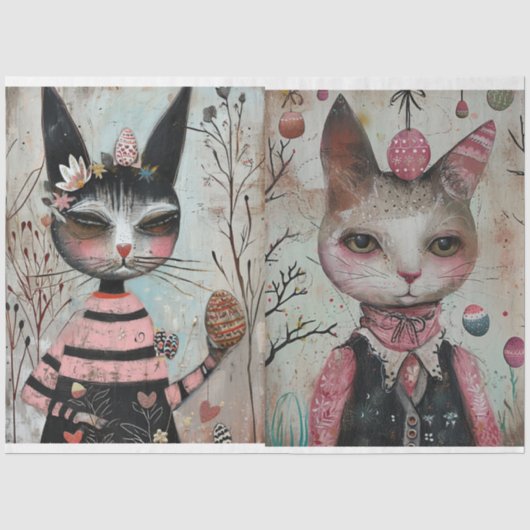 Funky Wired Cats Decoupage Seidenpapier (Vorderseite)