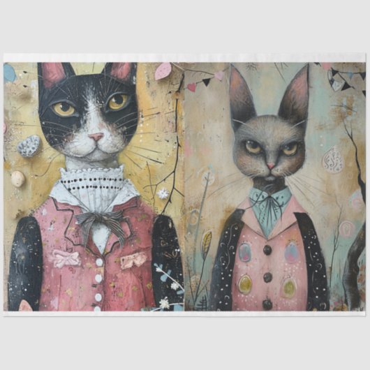 Funky Wired Cats Decoupage Seidenpapier (Vorderseite)