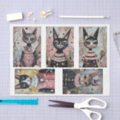 Funky Wired Cats Flaschendekoupage Seidenpapier (Handwerk)