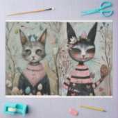 Funky Wired Katzen Decoupage Seidenpapier (Basteln)