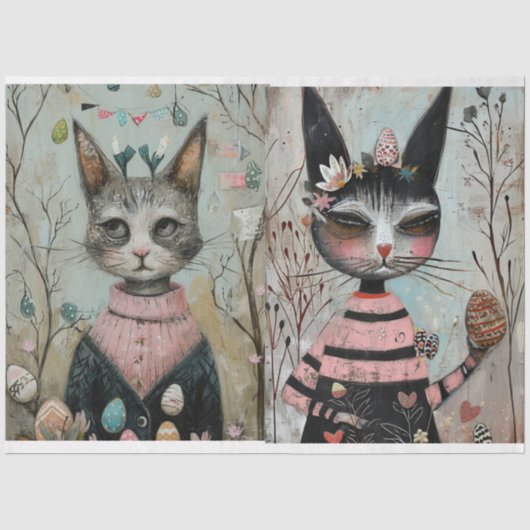Funky Wired Katzen Decoupage Seidenpapier (Vorderseite)