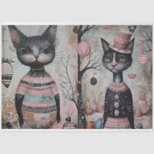Funky Wired Katzen Decoupage Seidenpapier