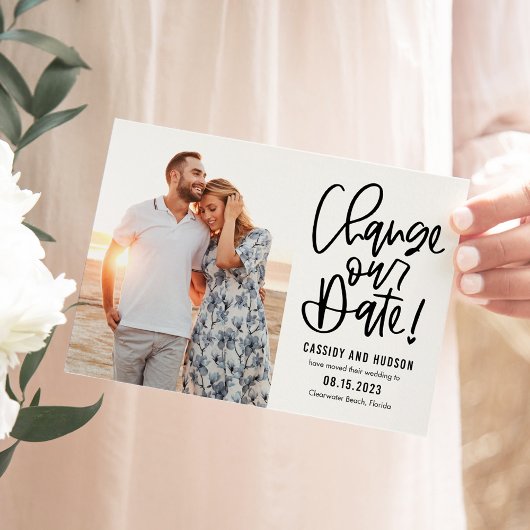 Funky Writing Editable Color Change The Date Card Dankeskarte