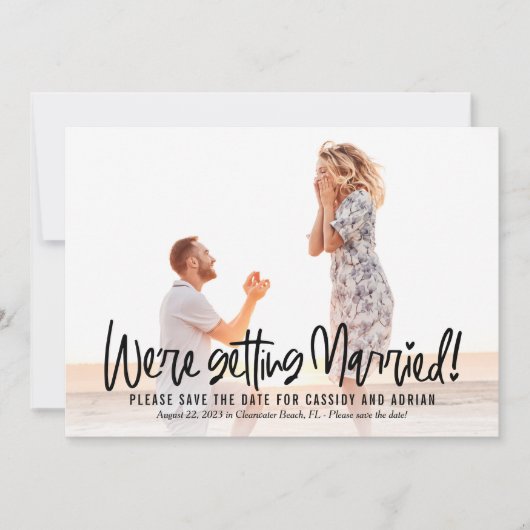 Funky Writing Editable Color Save The Date Karte (Vorderseite)