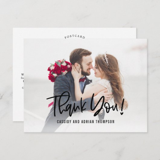 Funky Writing EDITABLE COLOR Vielen Dank Postkarte (Vorne/Hinten)