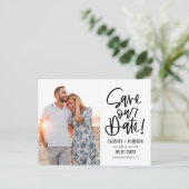 Funky Writing EDITABLE FARBE Rette unser Datum Postkarte (Stehend Vorderseite)