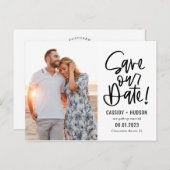 Funky Writing EDITABLE FARBE Rette unser Datum Postkarte (Vorne/Hinten)