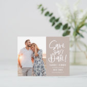 Funky Writing EDITABLE FARBE Rette unser Datum Postkarte (Stehend Vorderseite)
