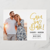 Funky Writing REAL FOIL Save the Date Card Folieneinladung (Vorderseite)