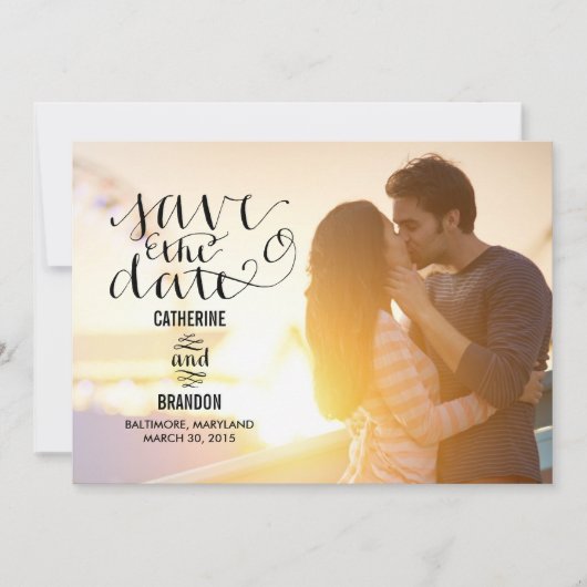 Funky Writing Save The Date - Holz (Vorderseite)