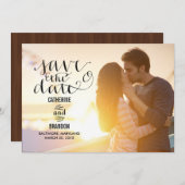 Funky Writing Save the Date - Wood (Vorne/Hinten)