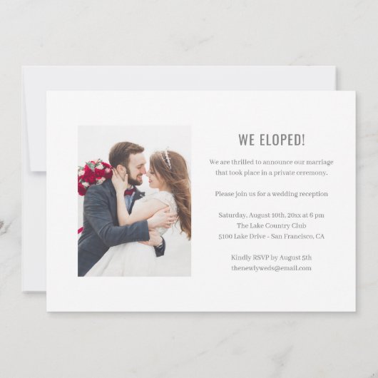 Funky Writing Wedding Elopement Empfang laden ein Dankeskarte (Rückseite)