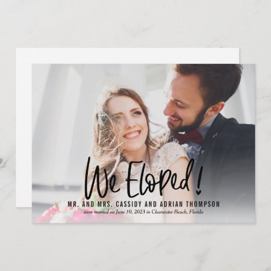 Funky Writing Wedding Elopement Empfang laden ein Dankeskarte (Vorne/Hinten)