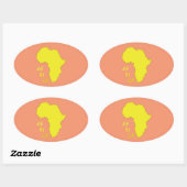 Funky Yellow Africa Map Ovaler Aufkleber (Blatt)