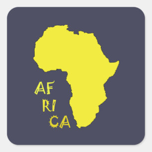 Funky Yellow Africa Map Quadratischer Aufkleber