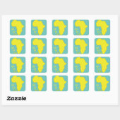 Funky Yellow Africa Map Quadratischer Aufkleber (Blatt)