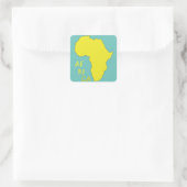 Funky Yellow Africa Map Quadratischer Aufkleber (Tasche)