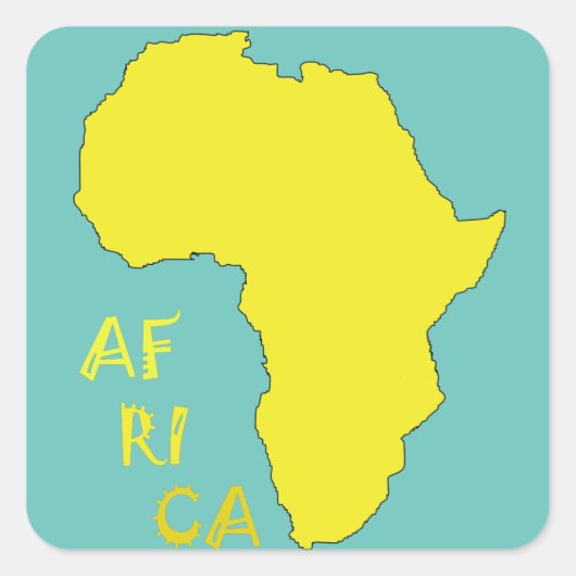 Funky Yellow Africa Map Quadratischer Aufkleber (Vorderseite)