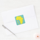 Funky Yellow Africa Map Quadratischer Aufkleber (Umschlag)