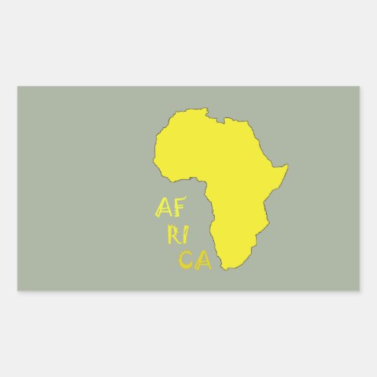 Funky Yellow Africa Map Rechteckiger Aufkleber (Vorderseite)