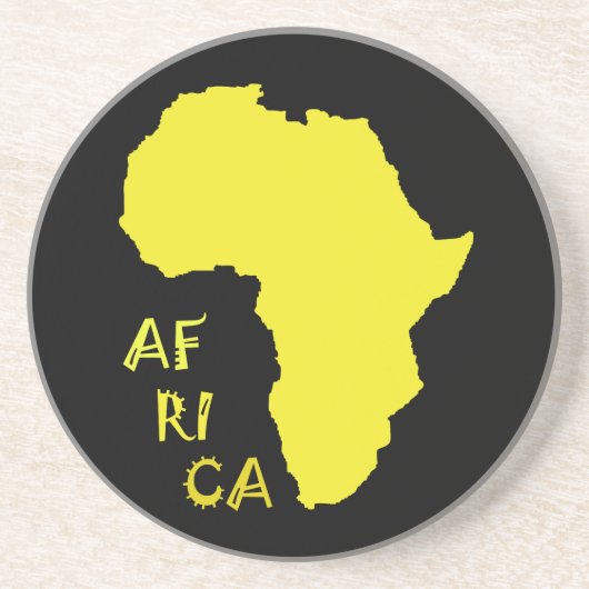Funky Yellow Africa Map Sandstein Untersetzer (Vorne)