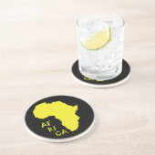 Funky Yellow Africa Map Sandstein Untersetzer (Seite)