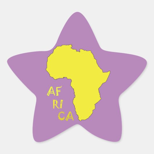 Funky Yellow Africa Map Stern-Aufkleber (Vorderseite)