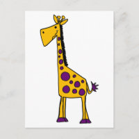 Funky Yellow and Lila Giraffe Cartoon