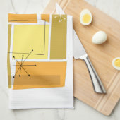 Funky Yellow and Orange Squares Mitte des 20. Jahr Geschirrtuch (Viertel Falte)