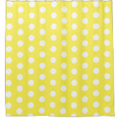 Funky Yellow and White Polka Dot Duschvorhang (Vorderseite)
