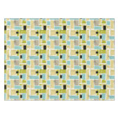 Funky Yellow Aqua Blue Squares Sternexplosion Mid Tischdecke (Vorderseite (Horizontal))