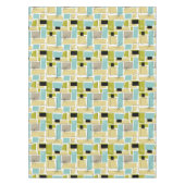 Funky Yellow Aqua Blue Squares Sternexplosion Mid Tischdecke (Vorderseite)
