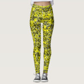 Funky Yellow Black Busy Print Leggings (Vorderseite)