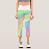 Funky Yellow Blue Abstrakt Red Art Pastel Thema Capri Leggings (Vorderseite)