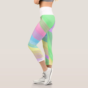 Funky Yellow Blue Abstrakt Red Art Pastel Thema Capri Leggings