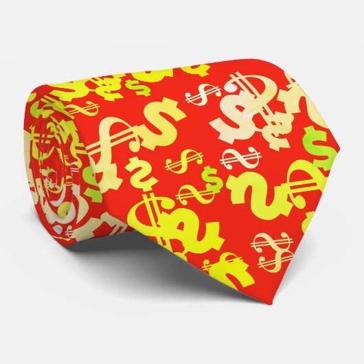 Funky Yellow Dollar Signs Muster-Krawatte Krawatte (Gerollt)