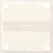 Funky Yellow Pattern Family Name and Year Modern Glasuntersetzer (Rückseite)
