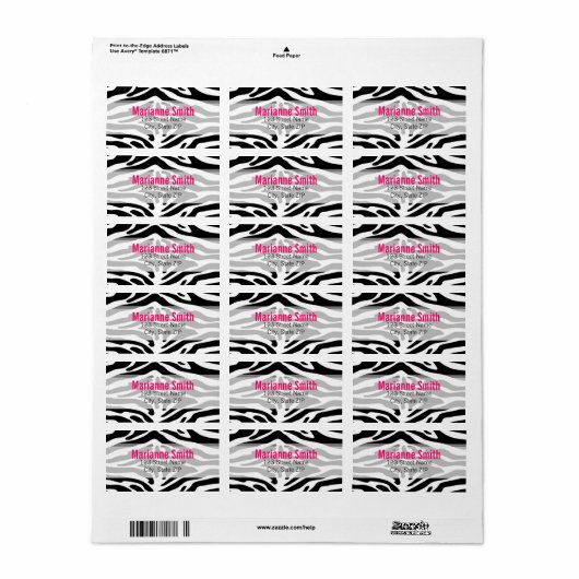 Funky Zebra Adressaufkleber (Vorne)