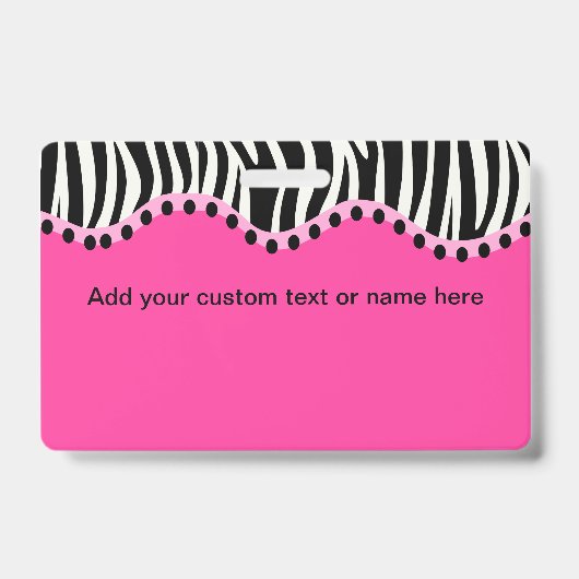 Funky Zebra Horizontal Name Abzeichen Ausweis (Vorderseite)